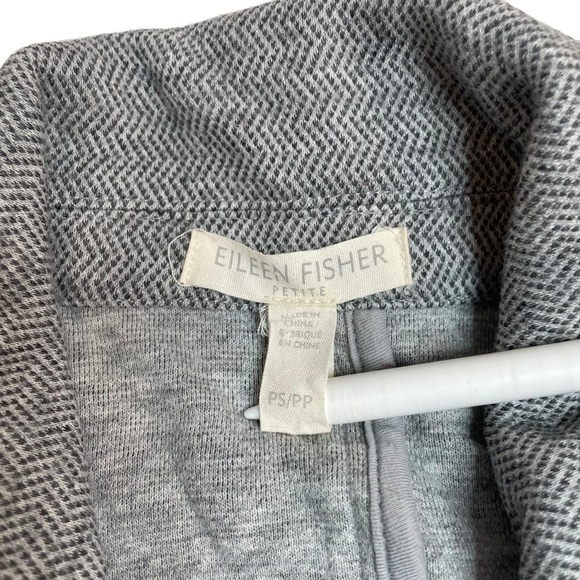 Eileen Fisher Petites Asymmetrical Zip Sweater Jacket Grey Chevron Small - Picture 2 of 6